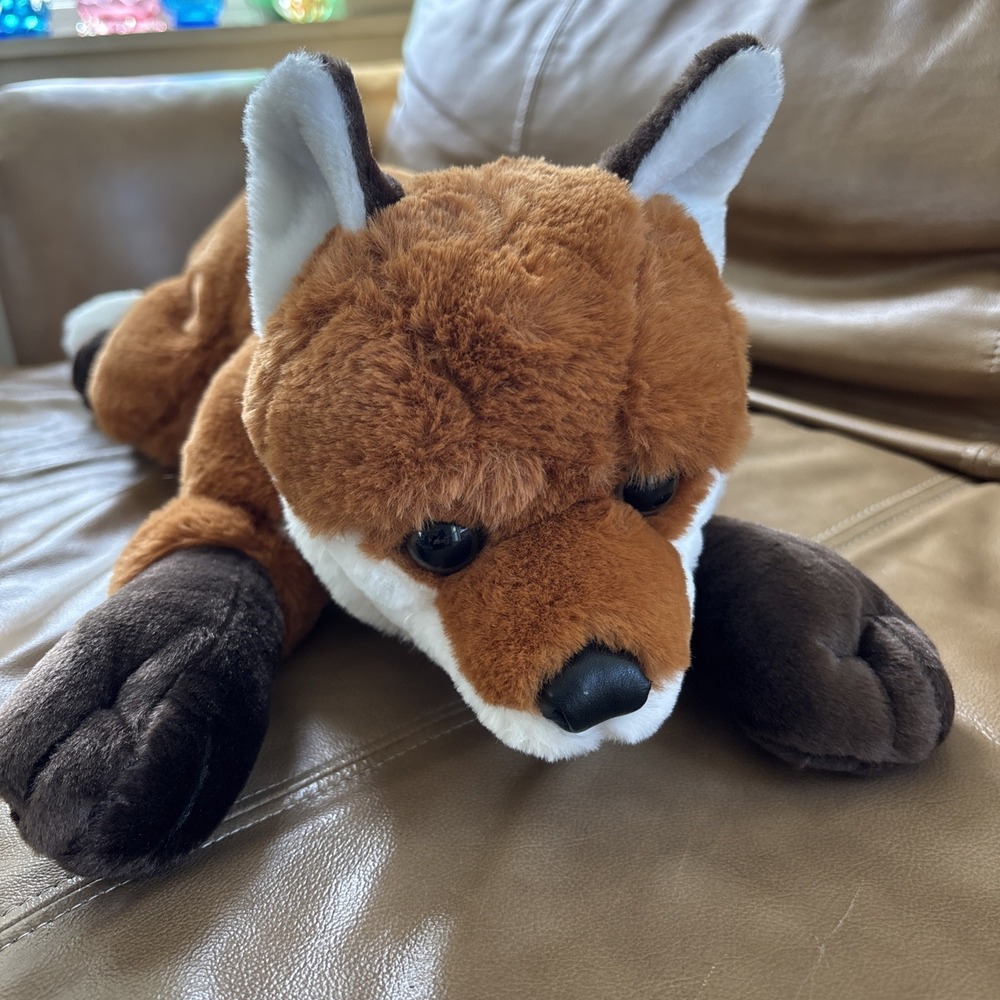 FAO Schwarz Fox Adopt A Pet 15" Plush Stuffed Animal Soft Laying Down‎ Realistic